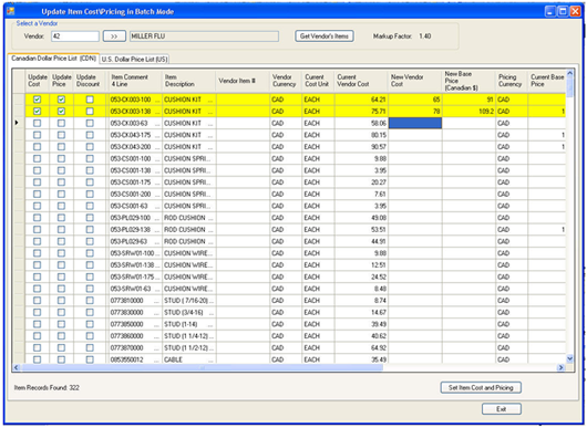 Update Item Cost / Pricing Grid App - Sage 300 ERP