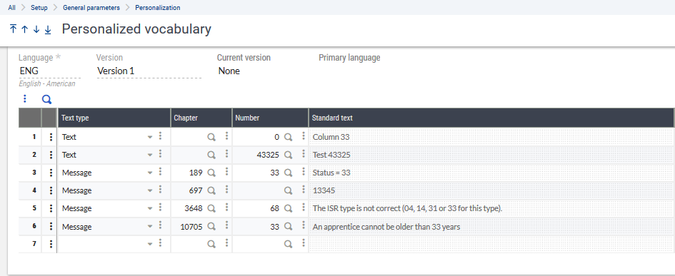 Vocabulary Function in Sage X3