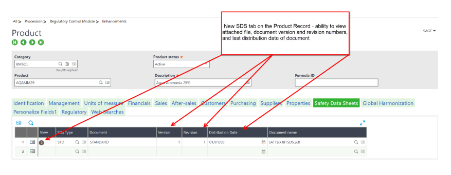 SDS Management within Sage X3