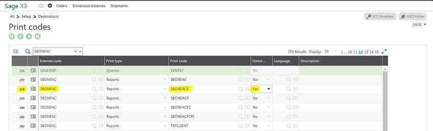 email a report in Sage X3 - print codes