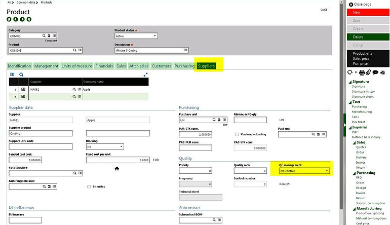 How to Assign a Product Status in Sage X3