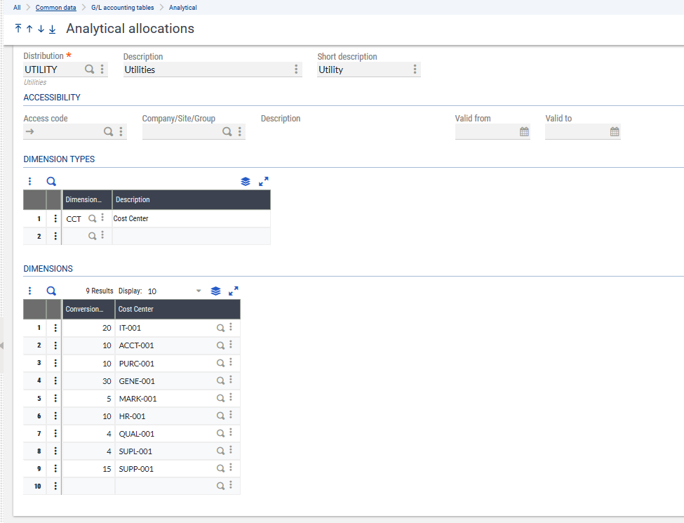 Analytical Allocation in Sage X3