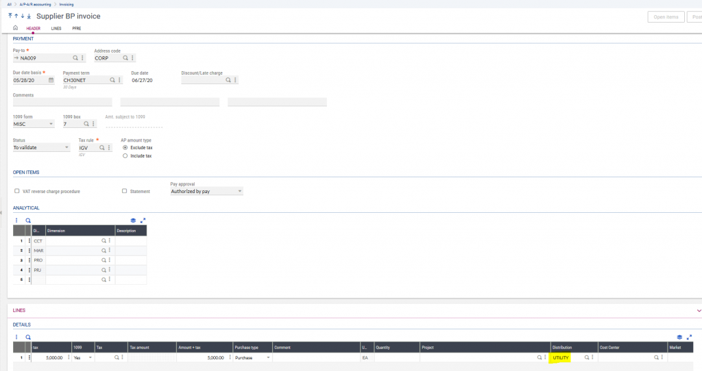 Analytical Allocation in Sage X3