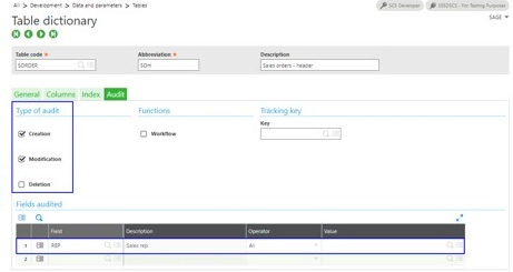 Auditing Fields in Sage X3