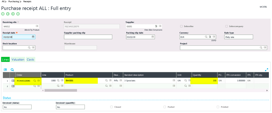 Purchase Order Suggestions in Sage X3