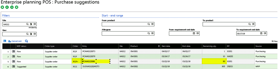 Purchase Order Suggestions in Sage X3