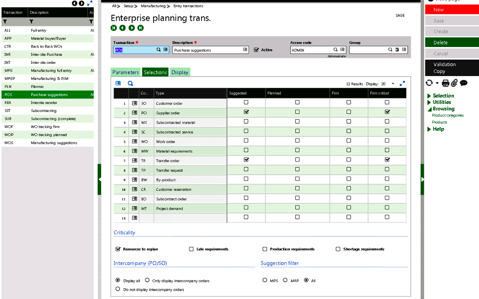 Purchase Order Suggestions in Sage X3