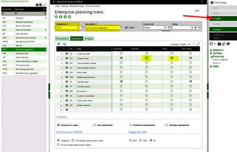 Purchase Order Suggestions in Sage X3