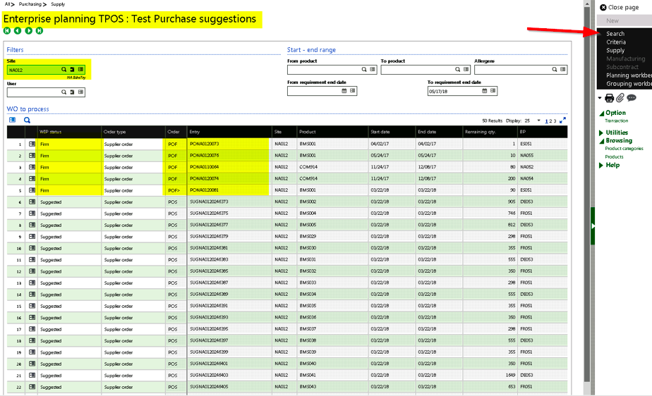 Purchase Order Suggestions in Sage X3