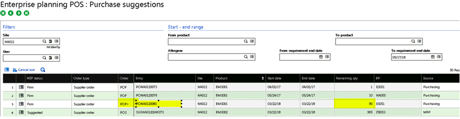 Purchase Order Suggestions in Sage X3