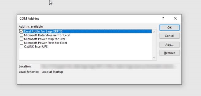 Fix Missing Sage X3 Add-Ins in MS Office