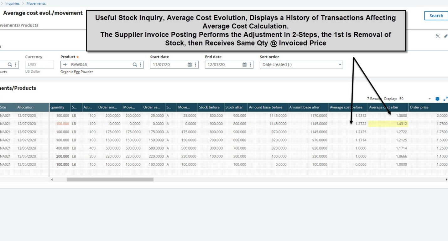 Sage X3 Tips Average Unit Cost Valuation in Sage X3 ERP Software