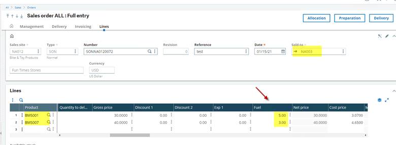 Adding Fees or Surcharges in Sage X3