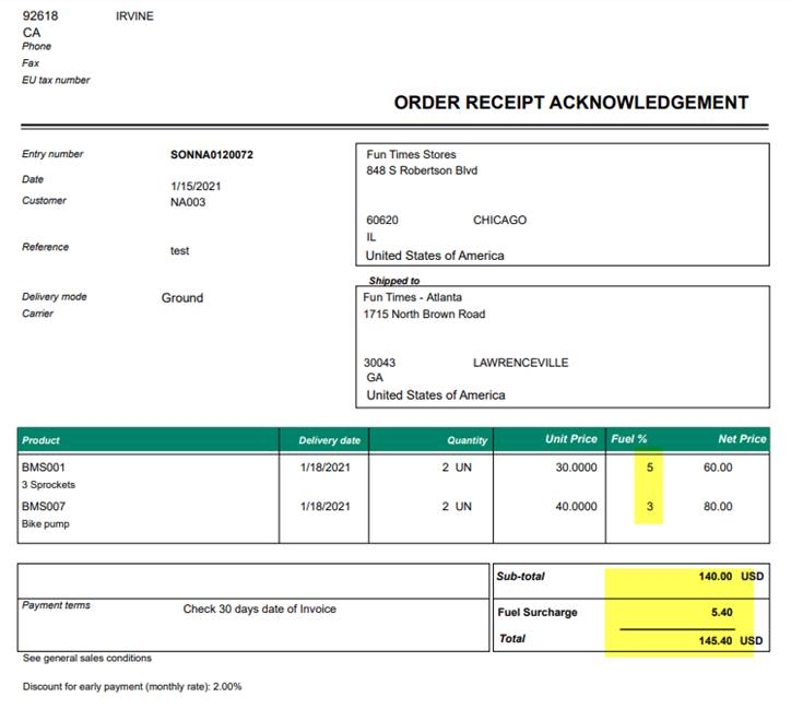 Adding Fees or Surcharges in Sage X3