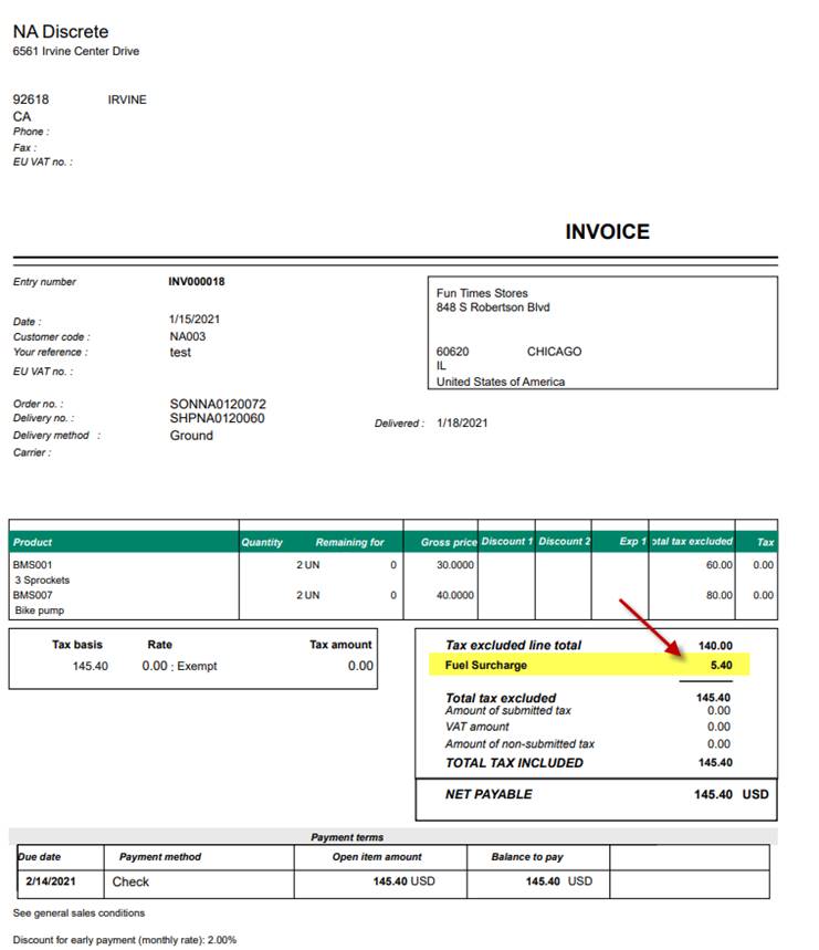 Adding Fees or Surcharges in Sage X3