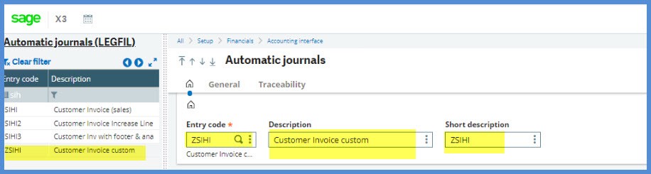 Sage X3 Custom Auto Journal