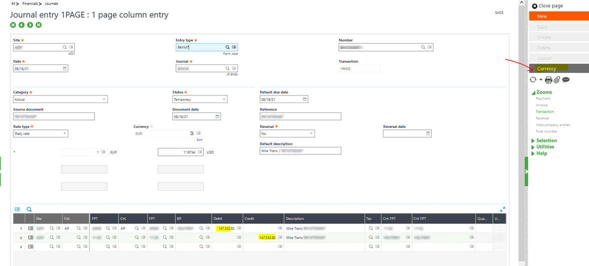 Viewing Transaction Currency Rates in Sage X3