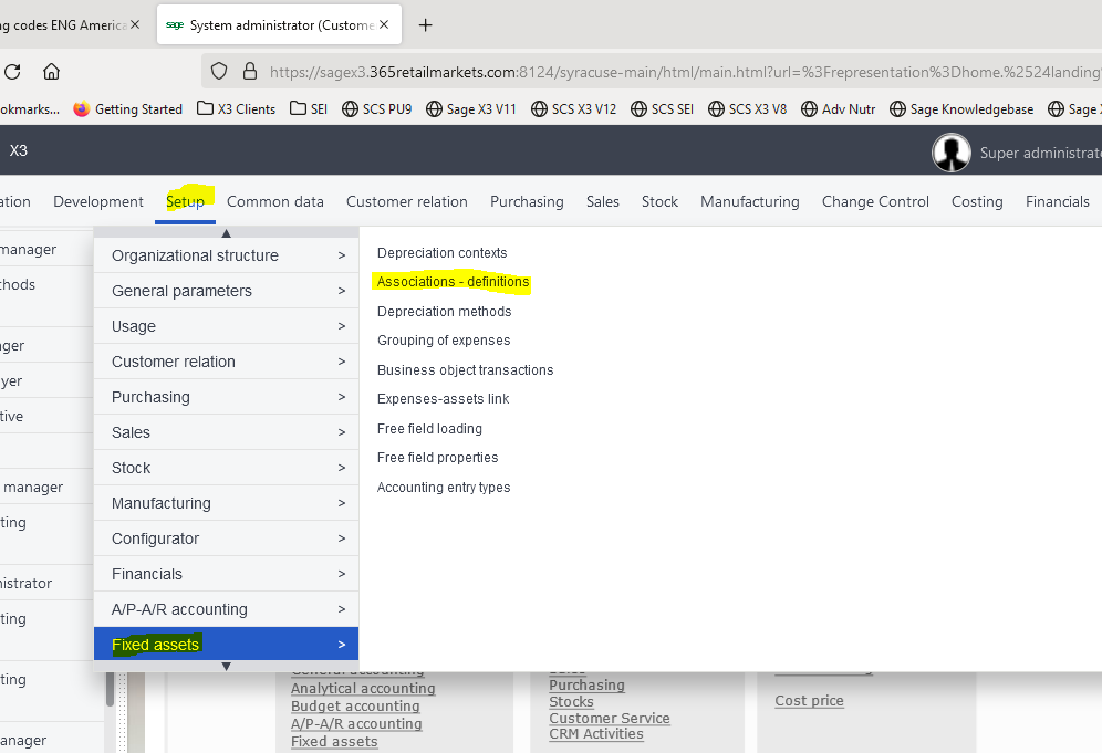 Fixed Asset Group Association in Sage X3