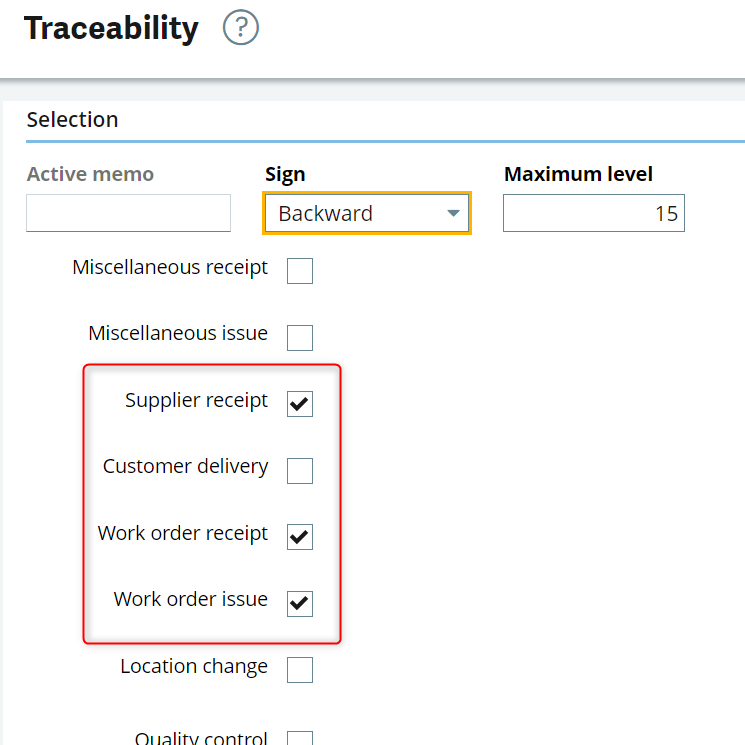 traceability report sage x3