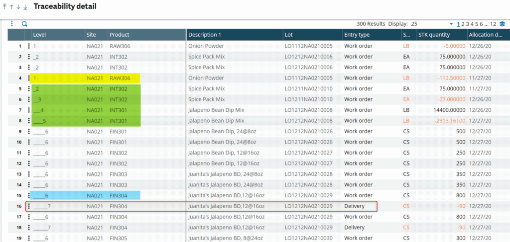 traceability report sage x3