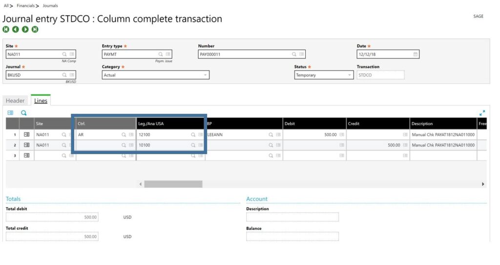 Refund Processed AR Payment Sage X3