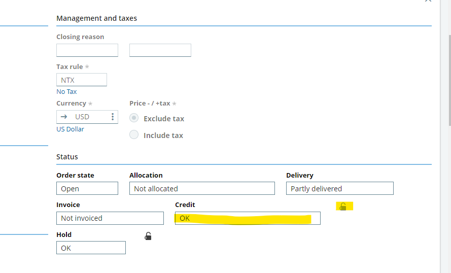 credit limit sage x3