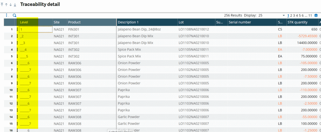 traceability report sage x3
