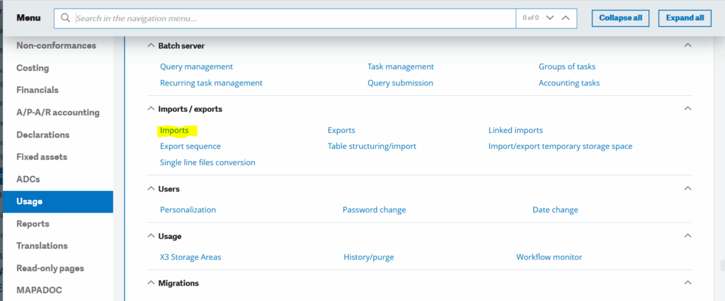 Importing Data to Update Fields in Sage X3
