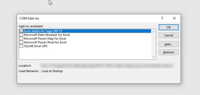 Fix Missing Sage X3 Add-Ins in MS Office