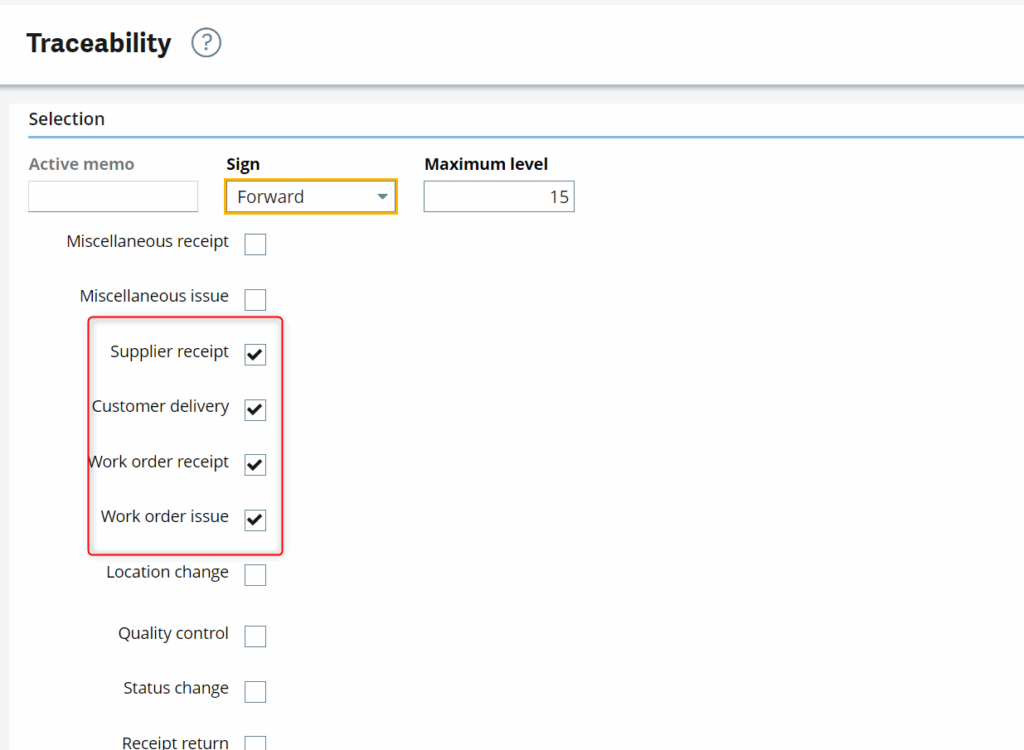 traceability report sage x3