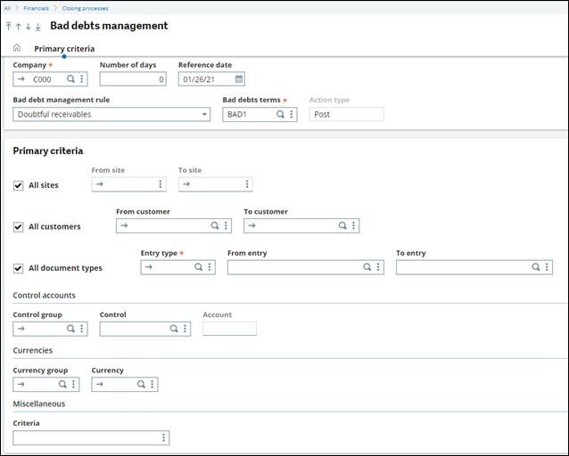 Bad Debt Management in Sage X3